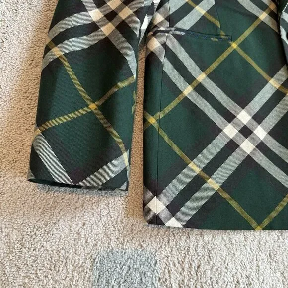 Burberry Green Nova Check Wool Single Breasted Sport Coat Jacket 52R NEW Blazer